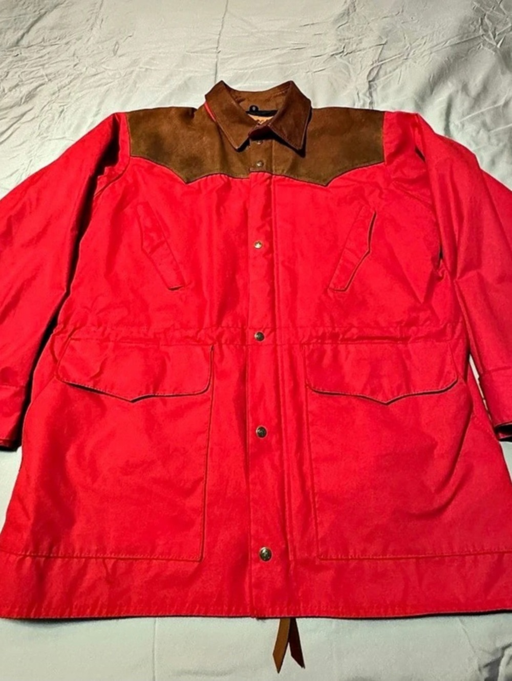 Schaefer Outfitter Red Western Ranch Coat Medium USA Brown Contrast Yoke